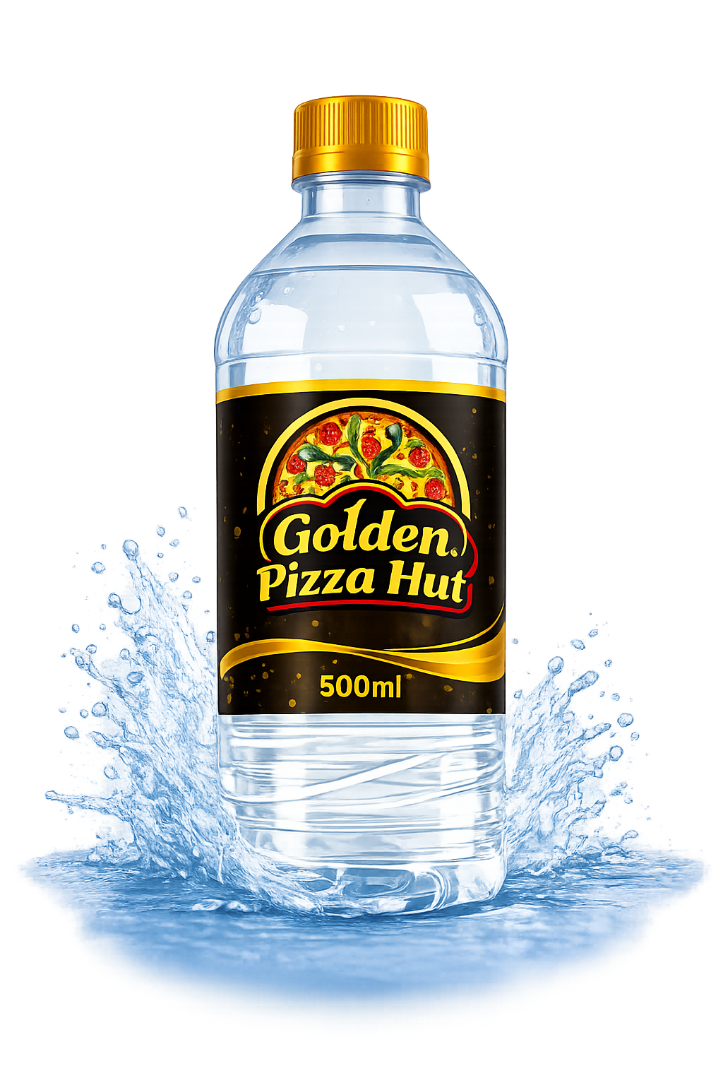Golden Pizza Hut Custom Branded Water